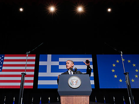 © AP/Pablo Martinez Monsivais US-Präsident Barack Obama während seiner Rede in Griechenland