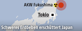 Karte zeigt Zentrum des Erdbebens in Japan