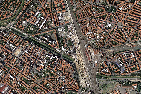 © Screenshot Google Earth Luftaufnahme der Baustelle des Bahnhofs Firenze Belfiore in Florenz