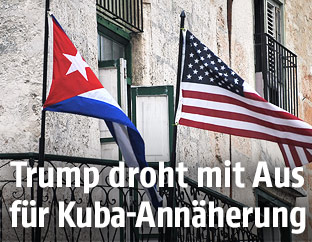 Kubanische und US-Flagge