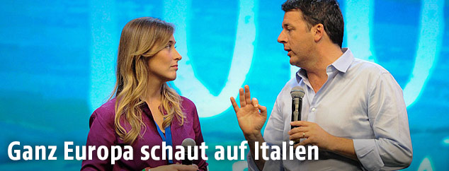 Italiens Regierungschef Matteo Renzi und Ministerin Maria Elena Boschi