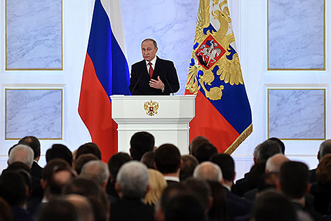 © APA/AFP/Natalia Kolesnikova Russlands Präsident Wladimir Putin hält Rede an die Nation