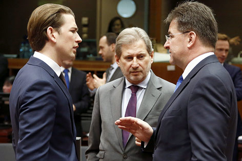 © APA/Dragan Tatic Sebastian Kurz, Johannes Hahn und Miroslav Lajcak