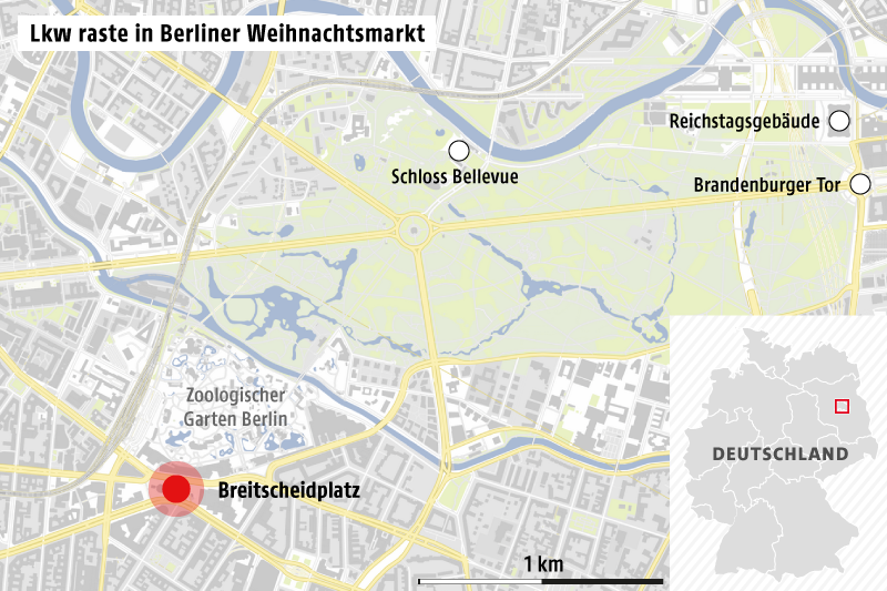 © Grafik: APA/OSM/ORF.at; Quelle: APA Karte zeigt Anschlagsort in Berlin