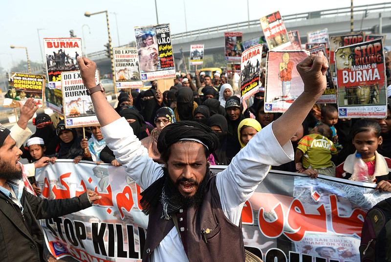 © APA/AFP/Prakash Singh Demonstration gegen Gewalt an Rohingya