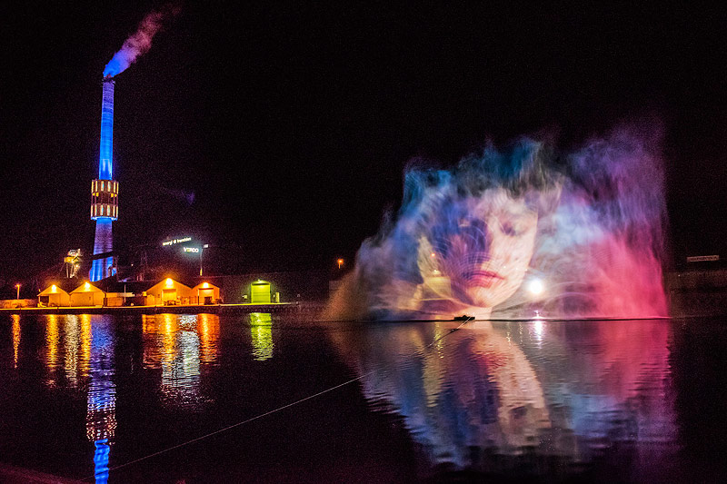3D-Projektionen am Industriehafen in Randers