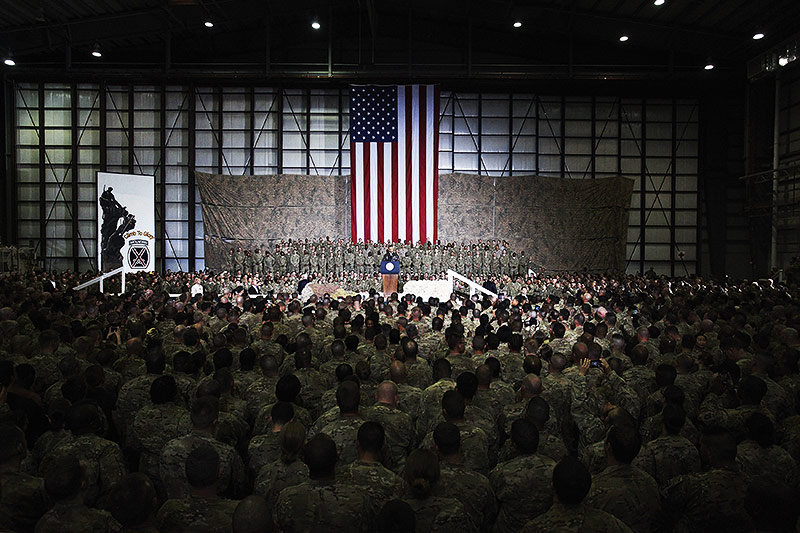 © Reuters/Jonathan Ernst Archivbild aus dem Jahr 2012 von US-Präsident Barack Obama bei einer Rede vor US-Soldaten in Afghanistan