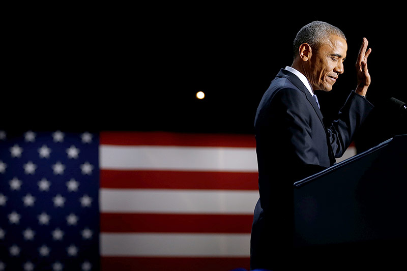 © Reuters/Jonathan Ernst Der scheidende US-Präsident Barack Obama bei seiner Abschiedsrede