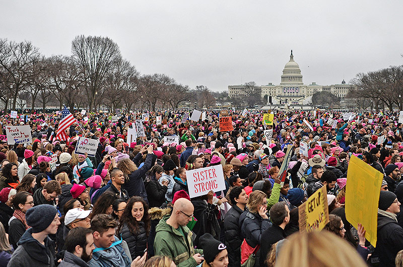 Demonstranten auf dem Protestmarsch in Washington D.C.