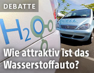 H2O Schriftzug auf einem Wasserstoffauto