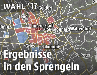 Eine Grafik zeigt Sprengelergebnisse der Graz-Wahl
