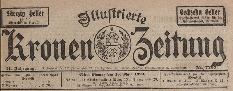 © ANNO/Österreichische Nationalbibliothek Historisches Zeitungstitelblatt