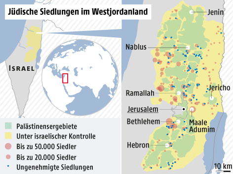 Grafik über die israelischen Siedlungen im Westjordanland