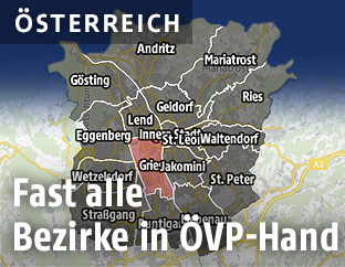 Eine Grafik zeigt die Bezirksergebnisse der Graz-Wahl