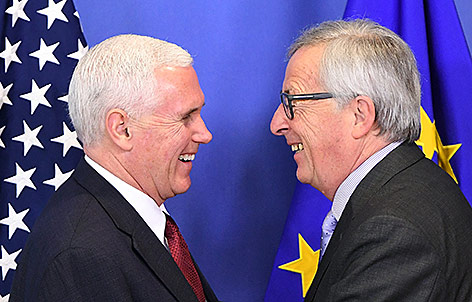 US-Vizepräsident Mike Pence und EU-Kommissionspräsident Jean-Claude Juncker