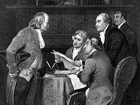 © AP Benjamin Franklin, Thomas Jefferson, John Adams, Philip Livingston und Roger Sherman