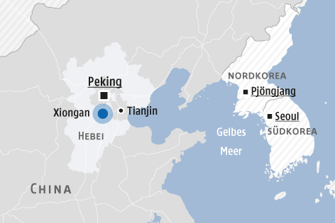 © Grafik: Map Resources/ORF.at Karte zeigt Xiongan