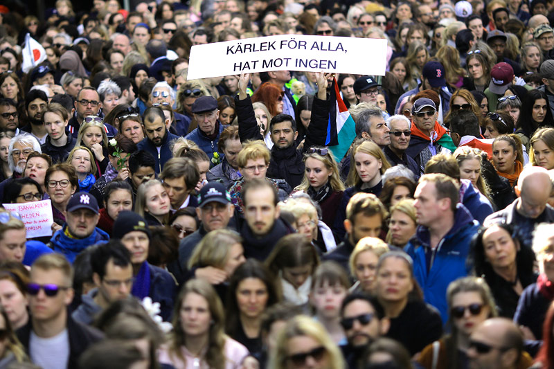 © APA/AFP/Odd Andersen Trauerbekundung in Stockholm