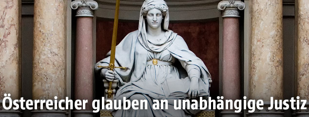 Statue der Justitia im Justizpalast in Wien