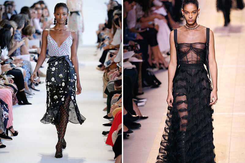 © APA/AFP/Getty Images for Kerastase/JP Yim;APA/AFP/Francois Guillot Frühlingdmode zeigt Haut und Rüschen