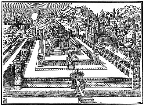© Public Domain Tempel in Jerusalem aus eine Pessach Haggada