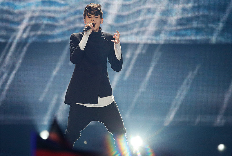 © Reuters/Gleb Garanich Kristian Kostov (Bulgarien) beim ESC 2017