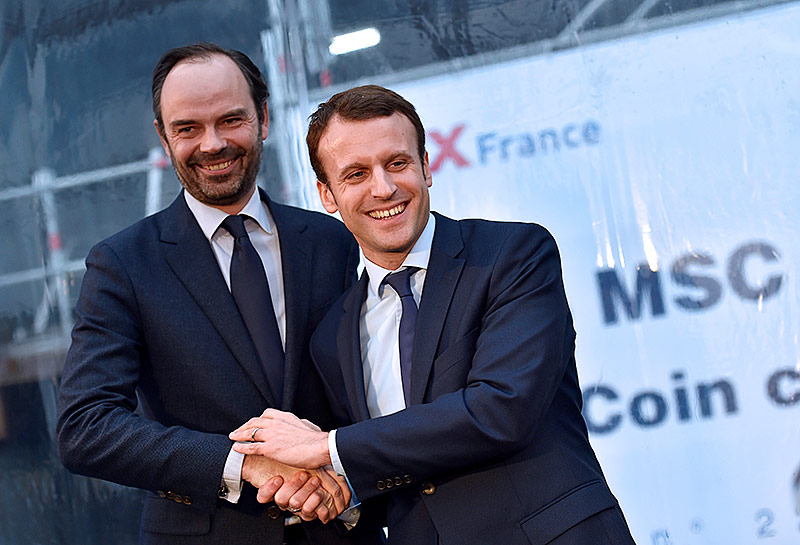 © APA/AFP/Loic Venance Archivfoto von Frankreichs zukünftigem Premierminister Edouard Philippe und Frankreichs neuem Präsident Emmanuel Macron
