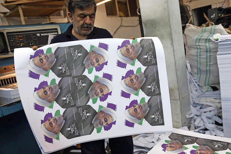 Druck von Wahlpostern im Iran