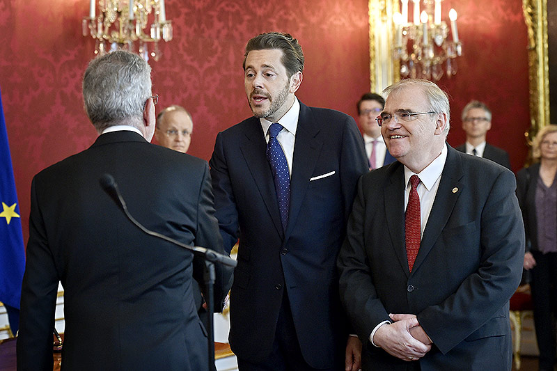 © APA/Hans Punz Alexander Van der Bellen, Harald Mahrer (ÖVP) und Wolfgang Brandstetter (ÖVP)