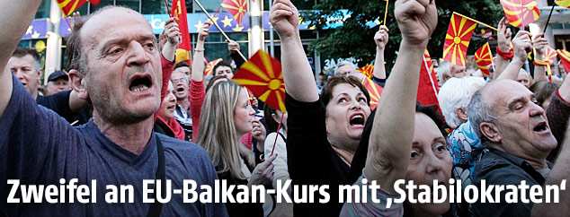 Demonstranten in Skopje