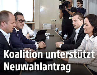 Matthias Strolz (NEOS), Heinz Christian Strache (FP&Ouml;), Robert Lugar (TS) und Eva Glawischnig (Gr&uuml;ne)