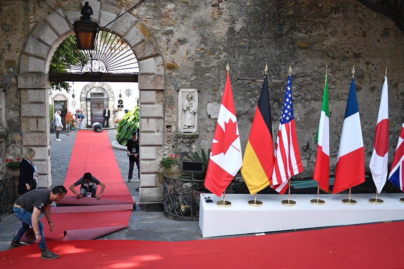 © APA/AFP/Stephane de Sakutin Vorbereitungen im San Domenico Palace Hotel