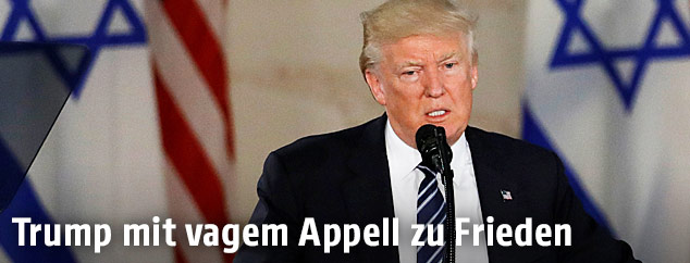US-Präsident Donald Trump hält in Israel eine Rede