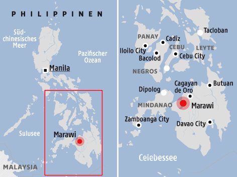 Karte zeigt Marawi auf den Philippinen