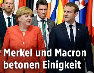 Die deutsche Kanzlerin Angela Merkel und der franz&ouml;sische Pr&auml;sident Emmanuel Macron