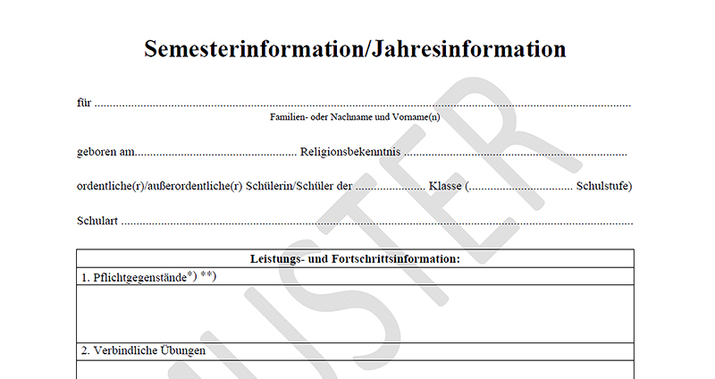 © Bildungsministerium Formular