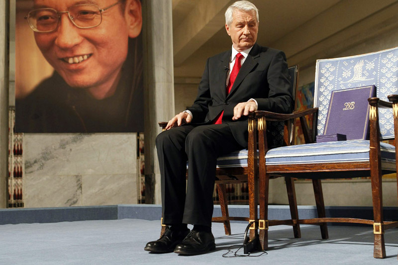 © APA/AFP/Heiko Junge Leerer Stuhl bei der Verleihung des Nobelpreises