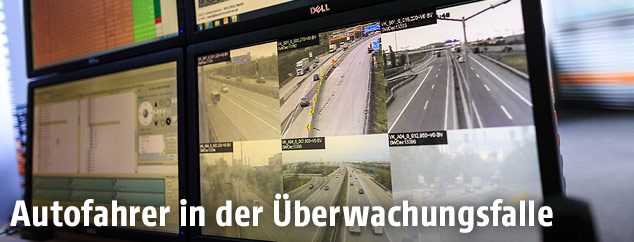 Monitor zeigt überwachte Straßen