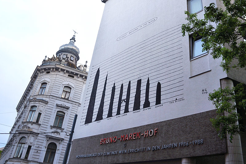© Aldo Gianotti Werk von Aldo Gianotti auf einem Wiener Gemeindebau
