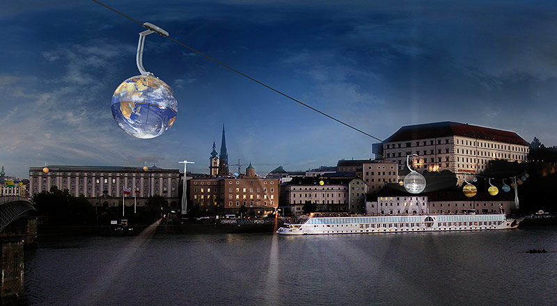 © Keplerforum Linz Computerrendering der geplanten Linzer Planetenseilbahn