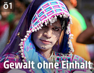 Transgener bei einer Demonstration in Hyderabad