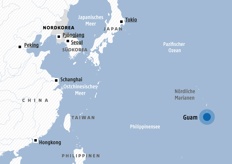 Karte zeigt die Insel Guam