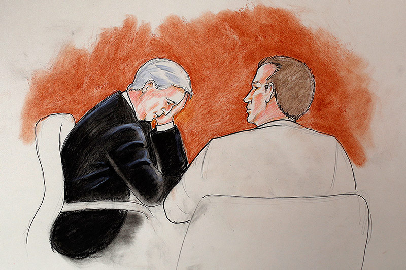 © APA/AP/Jeff Kandyba Der Angeklagte David Mueller und sein Anwalt
