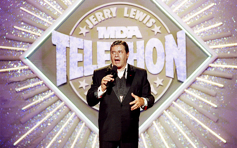 © APA/AP/Julie Markes Jerry Lewis beim 25. Jahrestag von Show "Jerry Lewis MDA Labor Day Telethon ", 1990