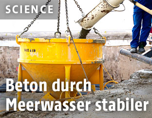 Bauarbeiter hantiert mit Beton