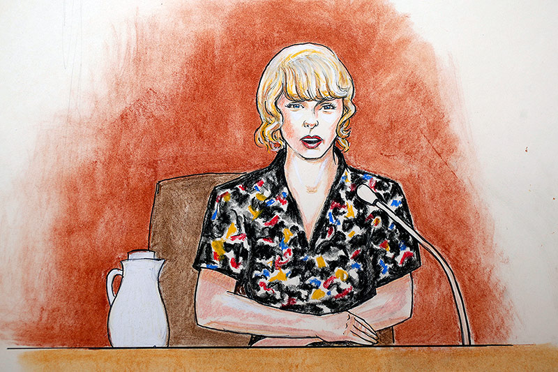 © APA/AP/Jeff Kandyba Zeichnung von Taylor Swift im Gerichtssaal