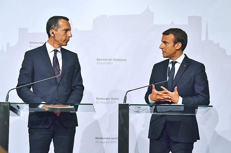 Bundeskanzler Christian Kern und der französische Präsident Emmanuel Macron
