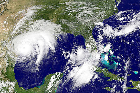 © APA/AFP Satellitenbild von Wirbelsturm "Harvey"