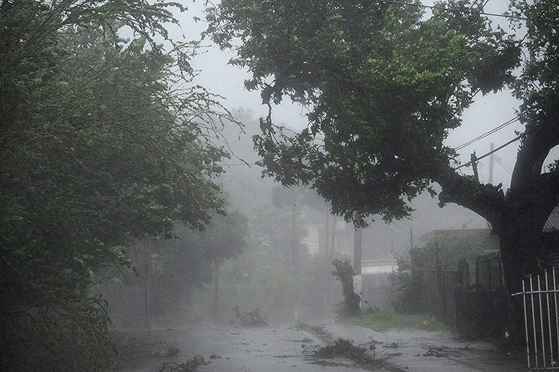 Verwüstete Straße in Puerto Rico