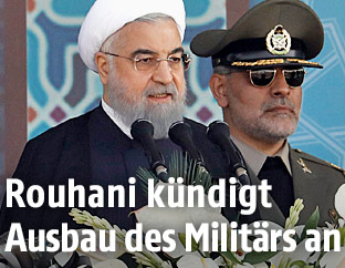 Irans Präsident Hassan Rouhani hält eine Rede